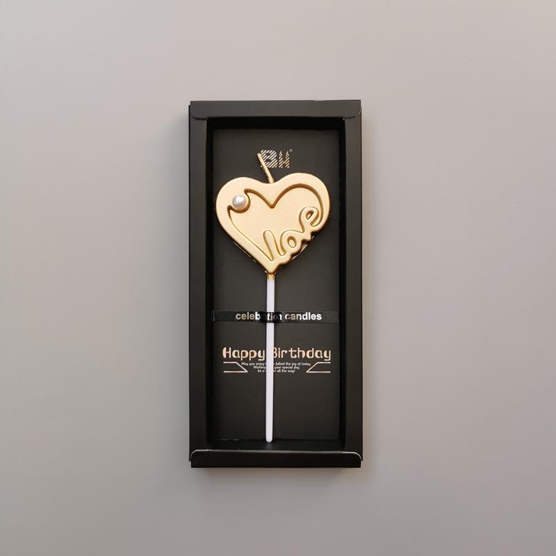 Gold Plated Heart-Shaped Love Candles for Birthdays and Special Occasions