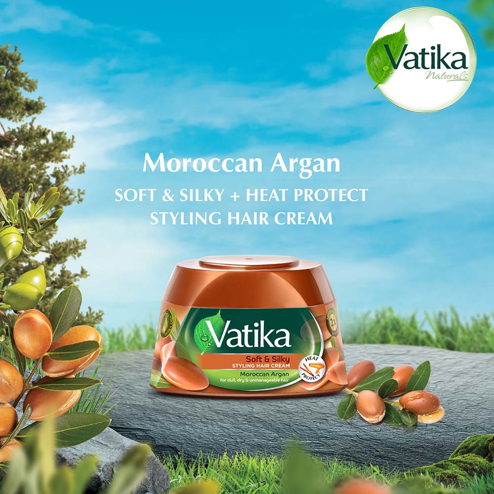 Soft & Silky Styling Hair Cream with Moroccan Argan Vatika Naturals 140 ML