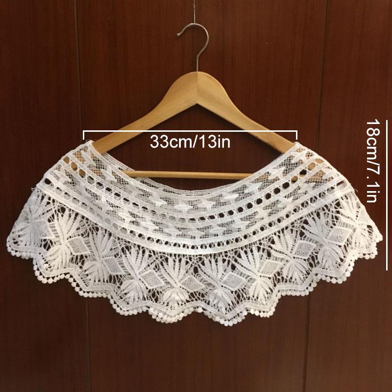 

1 шт. пуловер для повседневной носки, ажурный однотонный полиэстеровый волокно, элегантная короткая модная шаль для вязания крючком