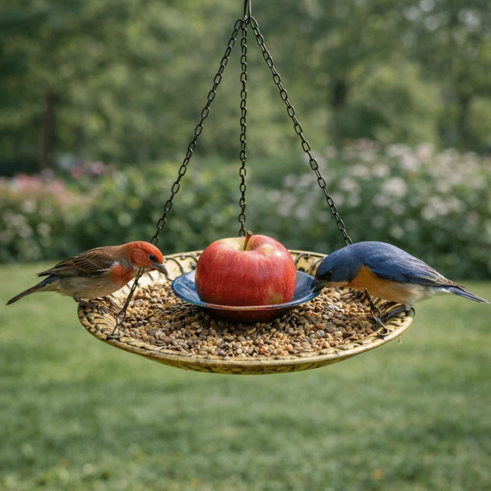 Vintage Design Hanging Bird Feeder Metal Parrot Feeder Tray Durable Bird Food Dispenser  Courtyard