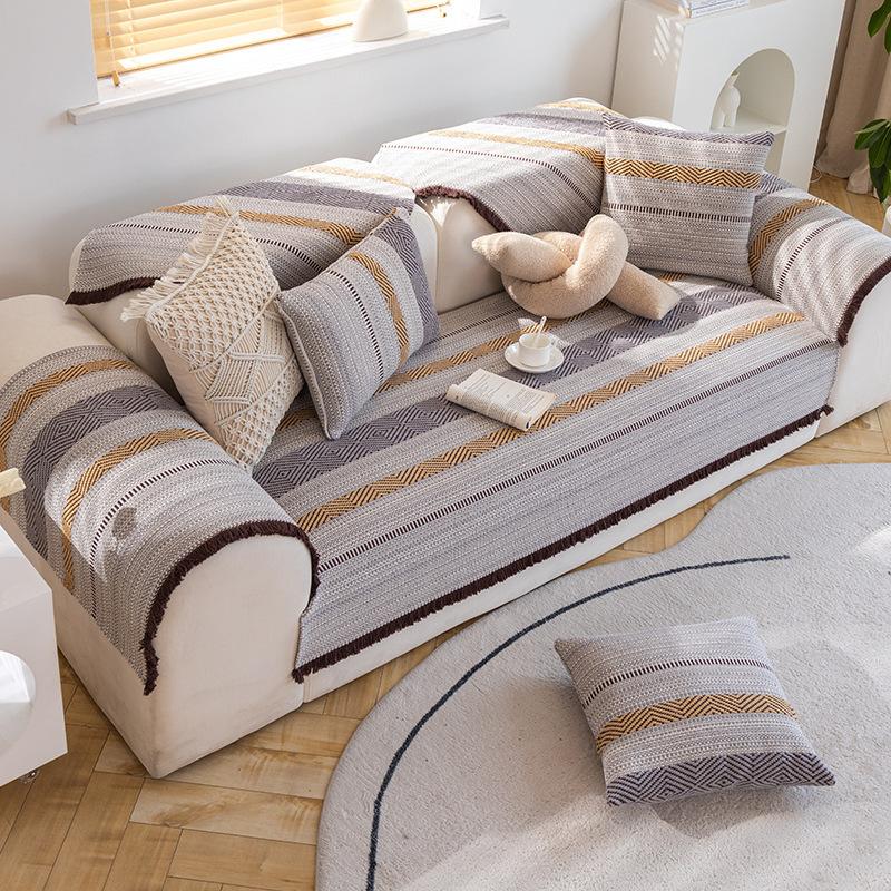 Cotton and Linen Sofa Cushion Non-Slip High-End Sofa Cover All-Inclusive Nordic Simple Thickened Cushion Cover Cloth Four Seasons Universal