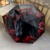 1 PC Automatic Folding Umbrella - Black Horse Pattern, Portable & Foldable Design with 8 Ribs, Christmas Birthday Gifts