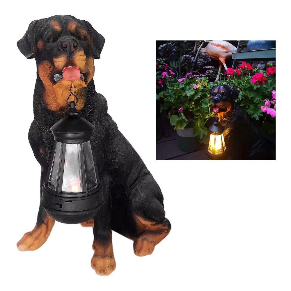 Waterproof Resin Dog Sculpture Rustic Design Puppy Resin Light Outdoor Dog Sculpture  Patio Decor