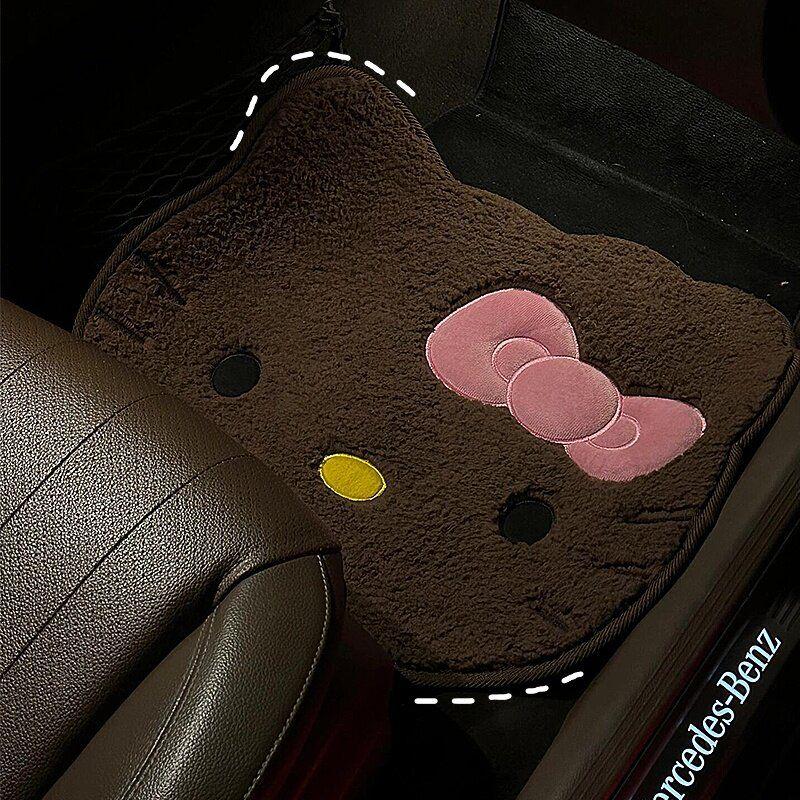 

Black Leather Hello Kitty Car Floor Mats, Universal for Driver and Passenger, Cute Cat-Themed, Dirt-Resistant Car Foot Mats Brown Leather Kitty Foot Pads((57 X 47 cm))