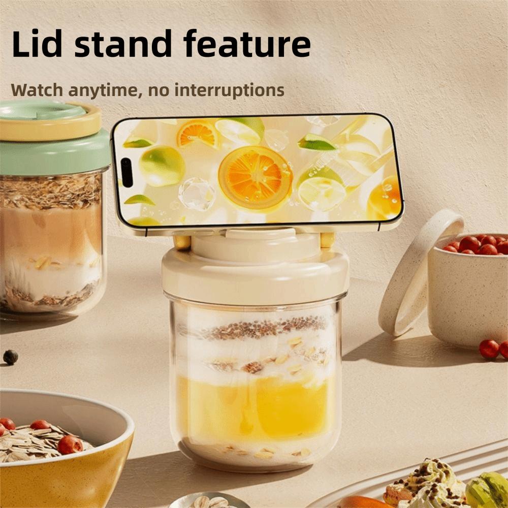430ML Overnight Oats Container Portable Leakproof Oatmeal Cereal Nut Yogurt Cup with Lid and Spoon Fruit Salad Food Storage Box