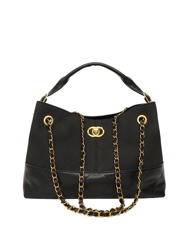 Damen Retro Farbblock Tragetasche mit Kette - Vielseitiger Schulter- & Umhängetaschen-Stil für den täglichen Gebrauch