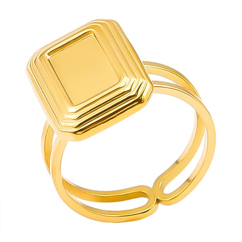 Neuer Offener Verstellbarer Ring Blatt Schlange Herz Echt Vergoldeter Edelstahl Ringe Für Frauen Männer Zubehör Mehrschichtiger Schmuck