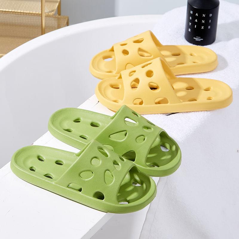 Bathroom House Cheese Shower Slippers Lightweight Water Leaky Beach Flip Flop Swimming Water Leaking Quick Drying Sandals Ladies