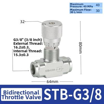 1PC Control Valve STB-G1/4 Or STB-G3/8  Two-way Hydraulic Bidirectional Throttle Valve Flow Control Valves Replacement Parts