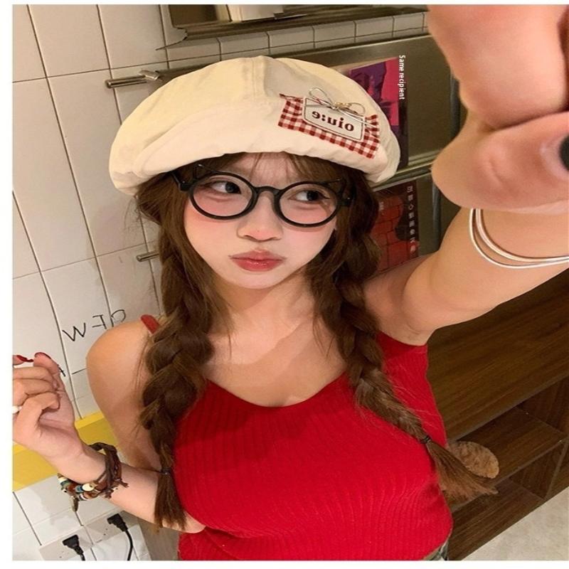 Retro Japanese Style Beret Hat Women'S Spring Summer  Large Head Size Cloud Painter Cap Breathable Baseball Cap