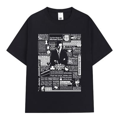Les Paroles Sages de Michael Scott Hommage The Office T-shirt Série TV Dwight Schrute Jim Halpert T-shirts Oversize à Manches Courtes