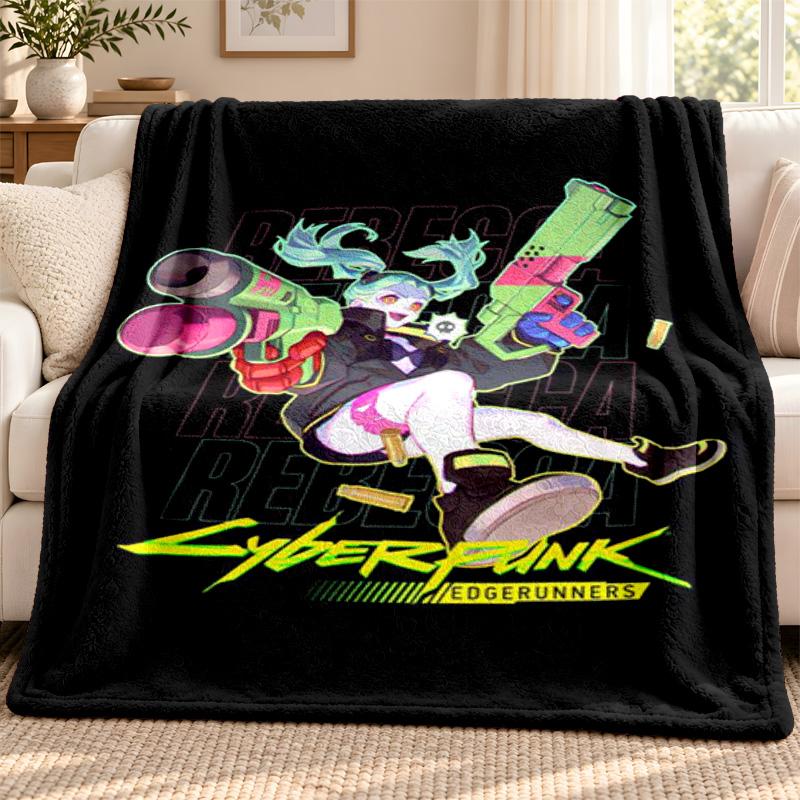 Cyberpunk Edgerunners blanket Flannel Blanket Soft Cozy Plush Throw for Sofa Bed Lightweight Home Decoration Outdoor camping