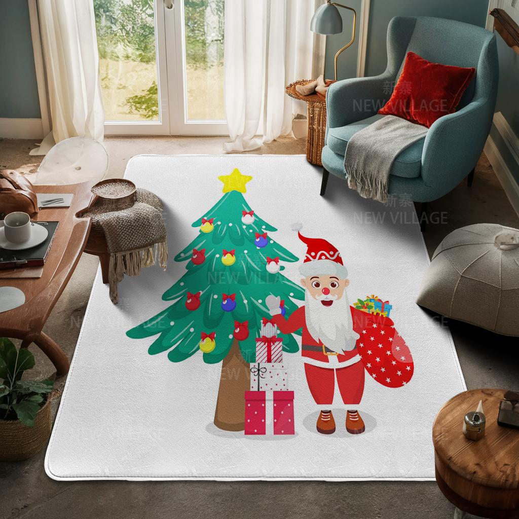 House Entrance Carpet Home Door Mat Living Room Bath Foot Bathroom Non-slip Water Absorption Rugs Bath Merry Christmas Winter