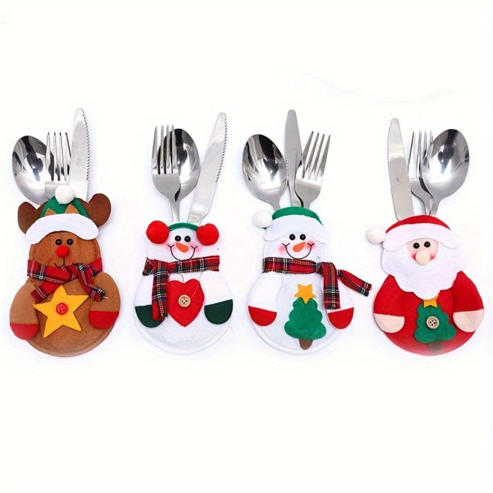 

4/8 Christmas Cutlery Rack Set. Silverware pockets & decorative covers for party styling.