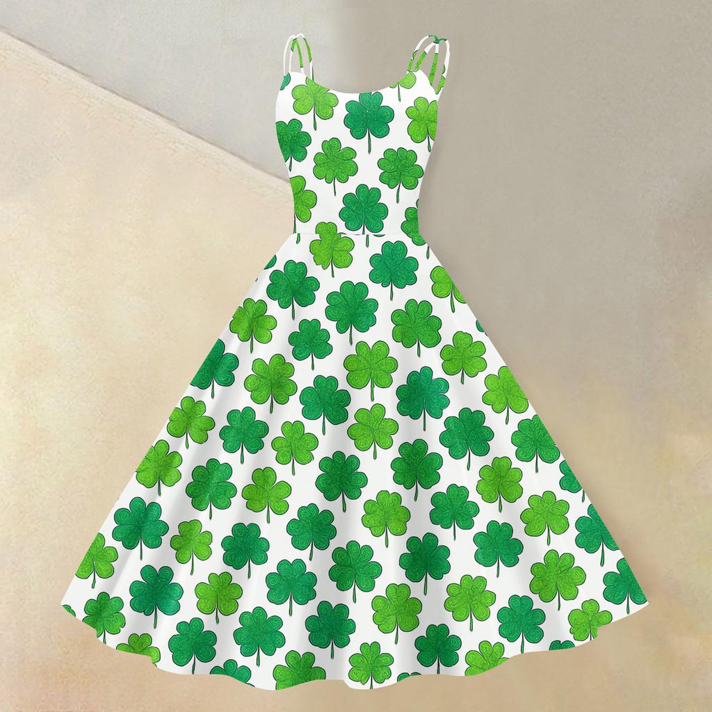 Dámský St. Den svatého Patrika Potisk Sexy Odhalené rameno Punk Retro šaty