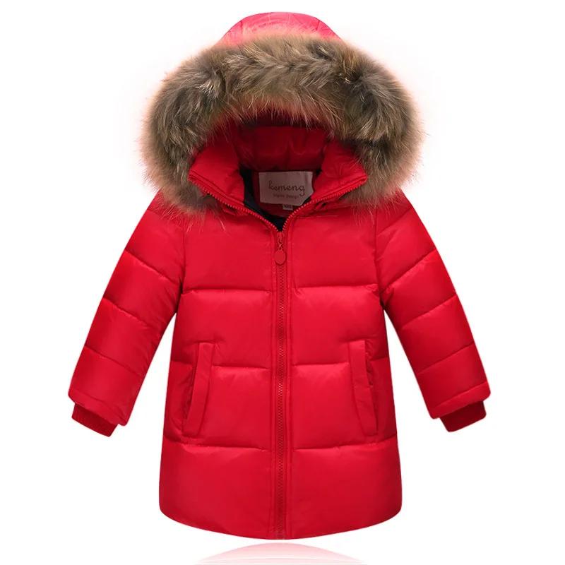 Nature Fur Winter Down Jacket for Boys Coats Girl Clothes Children's Clothing Thicken Outerwear Parka