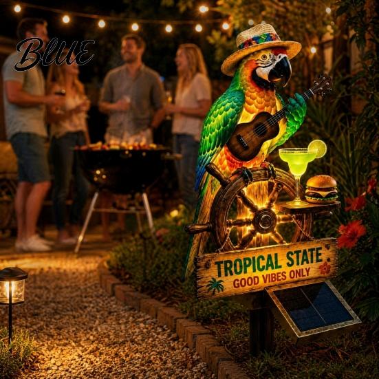 Ornement Solaire Unique pour Jardin Forme Perroquet Lumière avec Piquet de Sol Étanche Extérieur Cour Éclairage Automatique Chemin Éclairage pour Pelouse