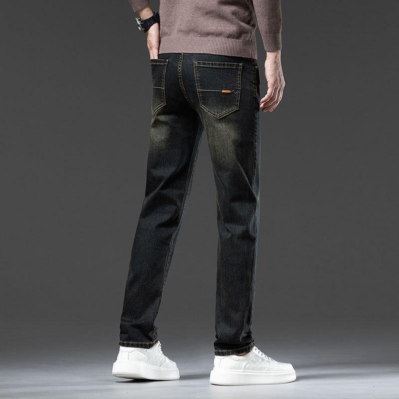 Podzimní Nové Vysoce Kvalitní Prané Antické Bronzové Džíny Pánské Módní Značkové Business Rovné Nohy Ležérní Dlouhé Kalhoty