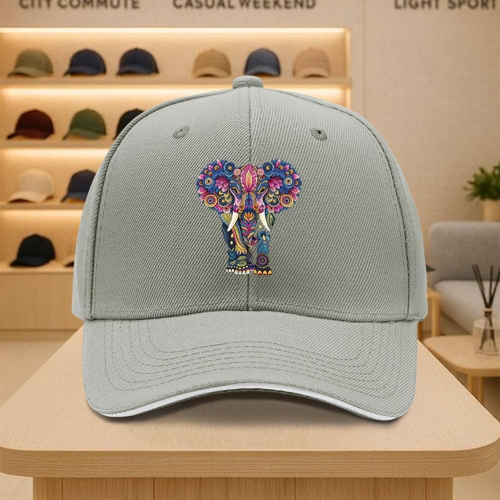 Colorful Mandala Elephant Baseball Cap Adjustable Polyester Outdoor Sports Casual Cap Unisex