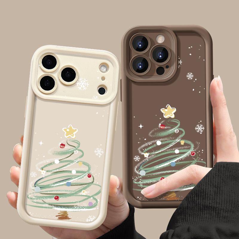 Christmas Tree Pattern Case For iPhone 17 Air 16e 16 15 14 Pro Max 13 17 Pro Max 17 Pro 17 Shockproof Soft TPU Silicone Phone Cover Funda