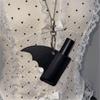 PU Leather Bat Pouch Keychain Black Wing Design Gothic Lipstick Holder  Car Keyring