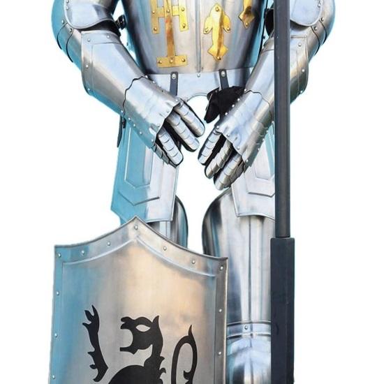 Medieval Knight Armor Replica with Spear  Lion Crest Shield