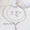 3PC Women's Fashion Trend Pearl Droplet Necklace Earrings Zircon Set Wedding Banquet Party Festival Gift
