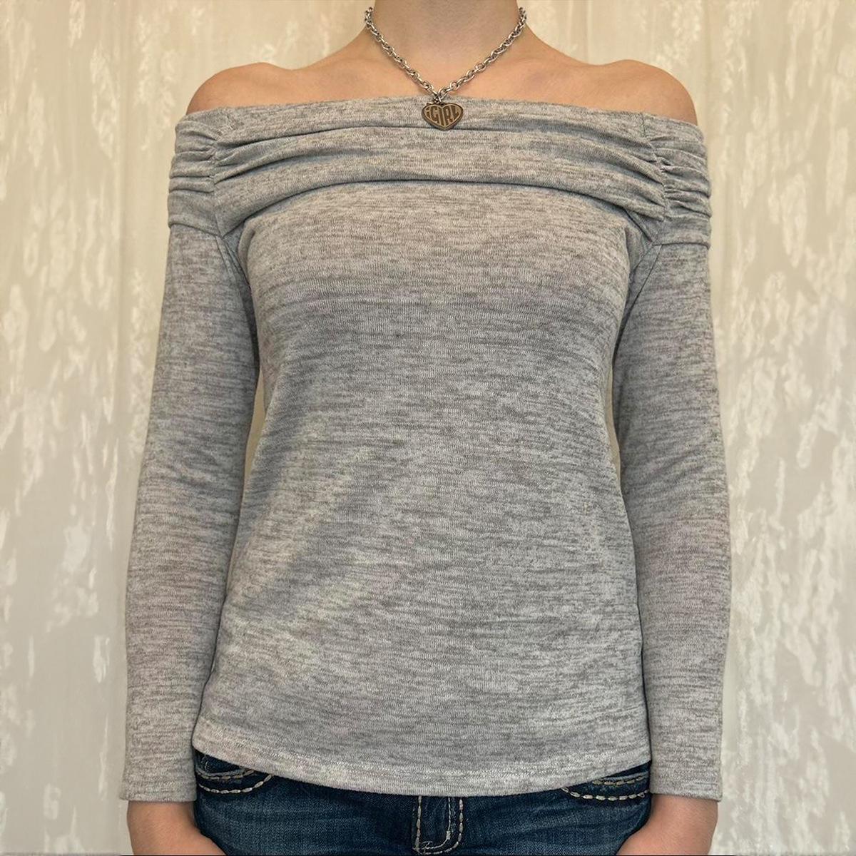 

KaiKuo Y2K Spicy Style Strapless Solid Color Long Sleeve T-shirt for Women, 2025 Autumn/Winter Collection XL серый