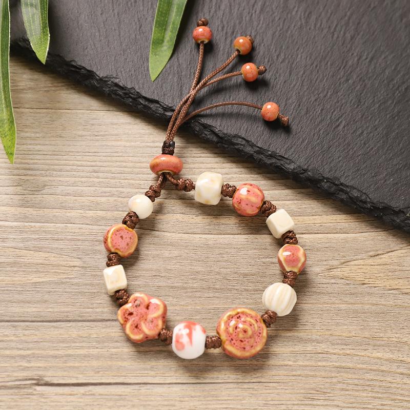 Color beaded ceramic bracelet niche high-end bracelet women's retro literary accessories