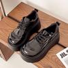 Small man platform muffin small leather shoes women's 2025 spring new versatile retro British style lace-up skirt shoes