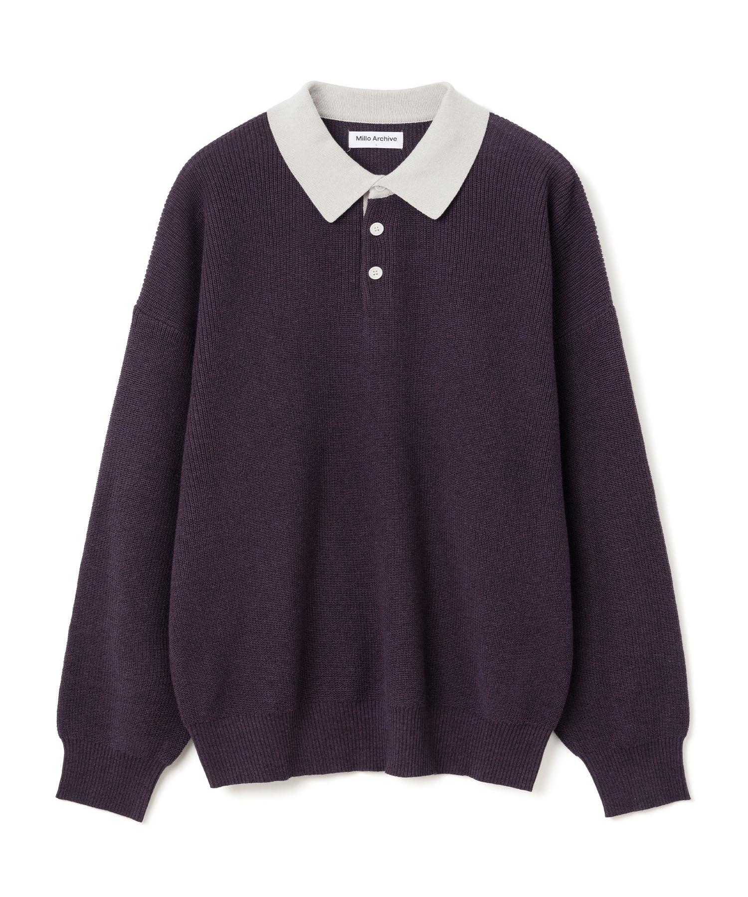 Milo Archive Oversized Rugby Knit [Purple] Charcoal/L