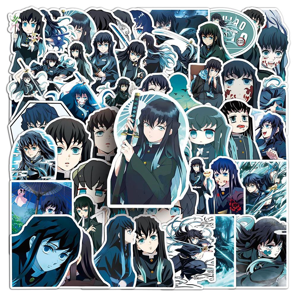 50pcs Demon Slayer Tokitou Muichirou Anime Stickers Cool Cartoon Decals Giraffiti Toys DIY Skateboard Phone Fridge Kid Toy