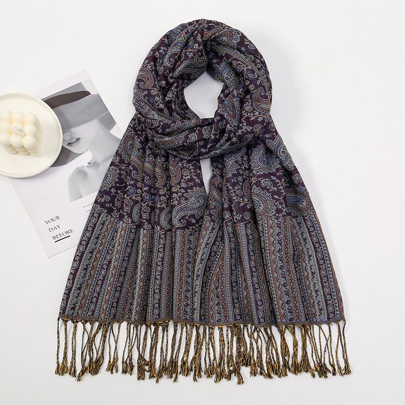 Fashion Winter Scarf Cashmere Women Pashmina Design Floral Wrap Female Thick Blanket Soft Bufanda Shawl Kerchief