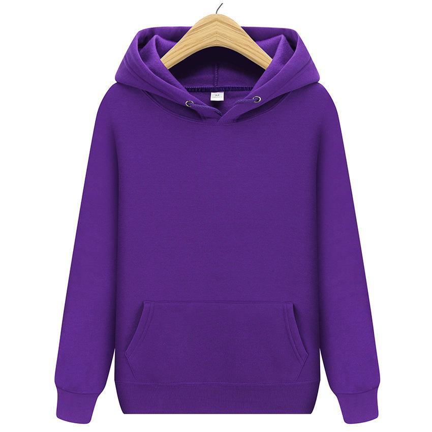 Men Unisex Solid Color Women Hoodie with Front Pocket for Spring and Autumn