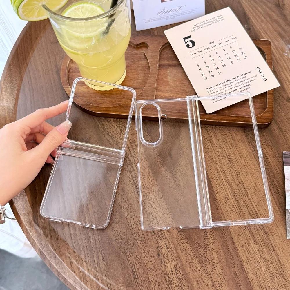 Transparent Full Protector Acrylic Case for Samsung Galaxy Z Fold 7 6 4 3 zfold fold7 Hard Hinge Shockproof Clear Slim Cover