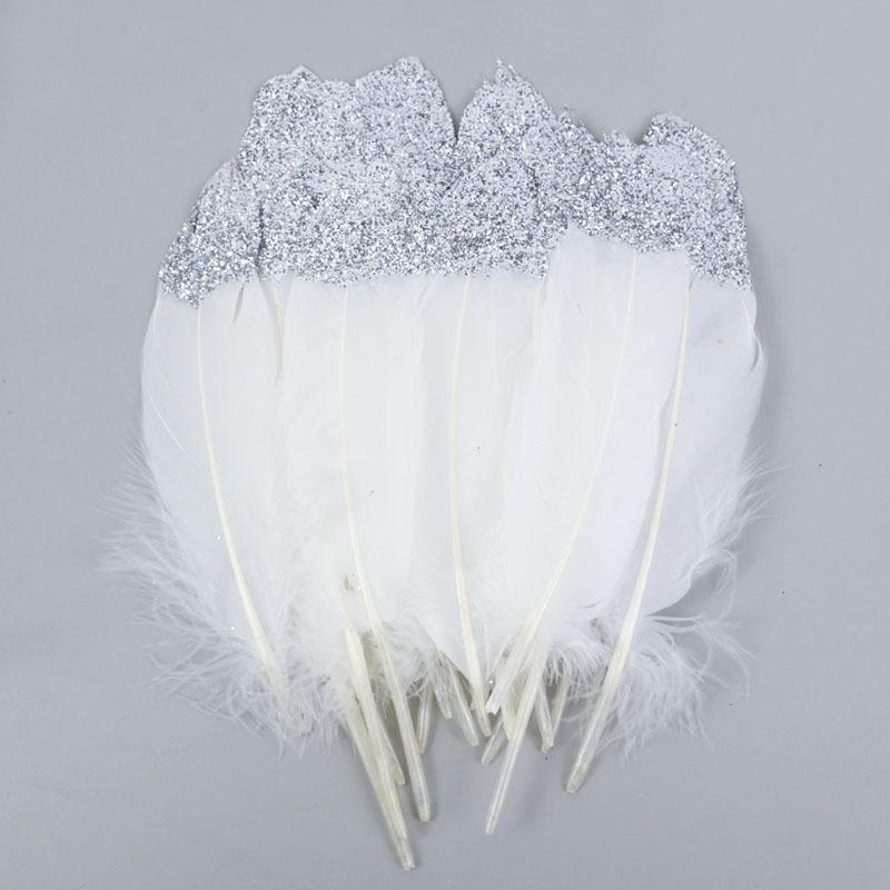 12-18Cm Spray Gold Feather Natural Goose Turkey Feather Wedding Party Gift Box Cake Decoration Balloon Filler D