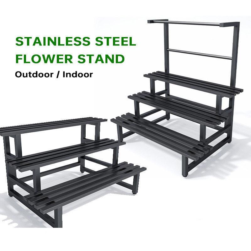 Stainless Steel Metal Flower Step Display Stands Balcony Flower Room Plant Rack Waterproof Multi-Layer Ladder Shelf