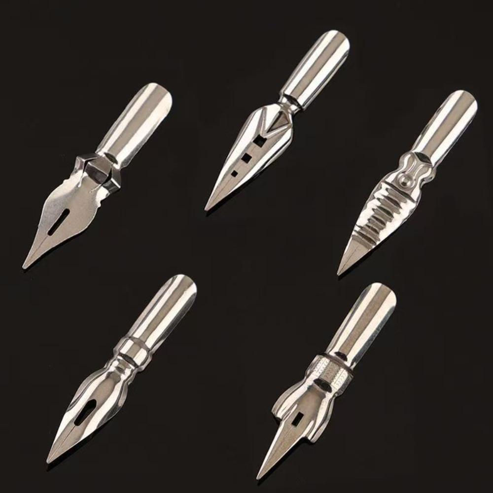 1pcs Portable Wooden Rod Dip Pen Stainless Steel Tip Calligraphy Pen Signature Pen Office Business