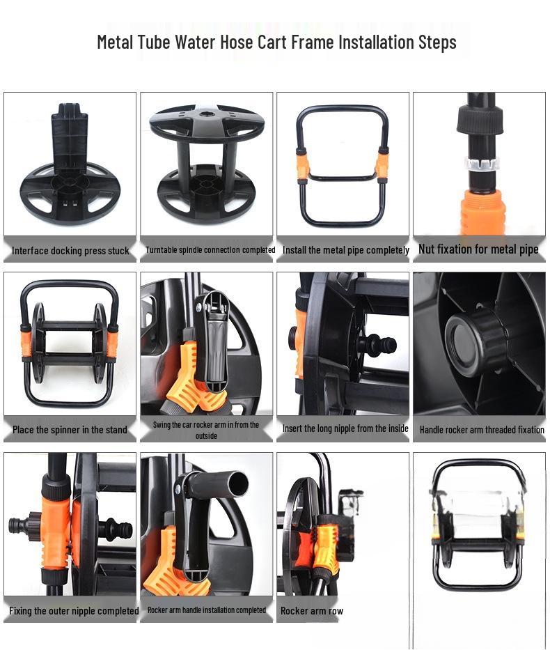 Rice Water Pipe Frame & Car Wash Gun Splitter Storage Rack Reel for Garden Watering Tools