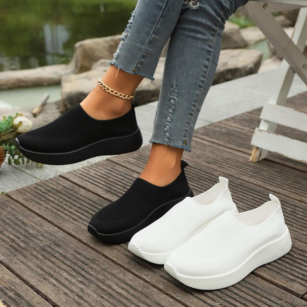 Plus Size Shoes for Women 36-43 Summer Autumn Fashion Slip on Platform Mesh Breathable Comfortable Flats Sneakers Women