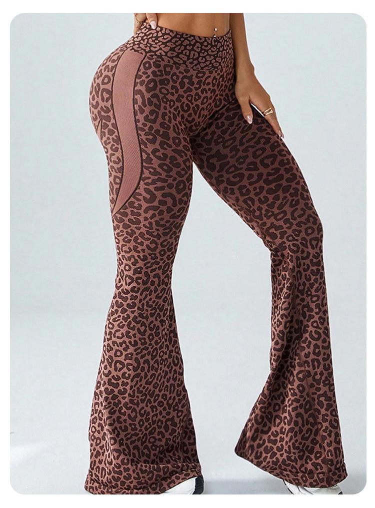 Women's Seamless Leopard Print High-Waist Wide-Leg Yoga Pants