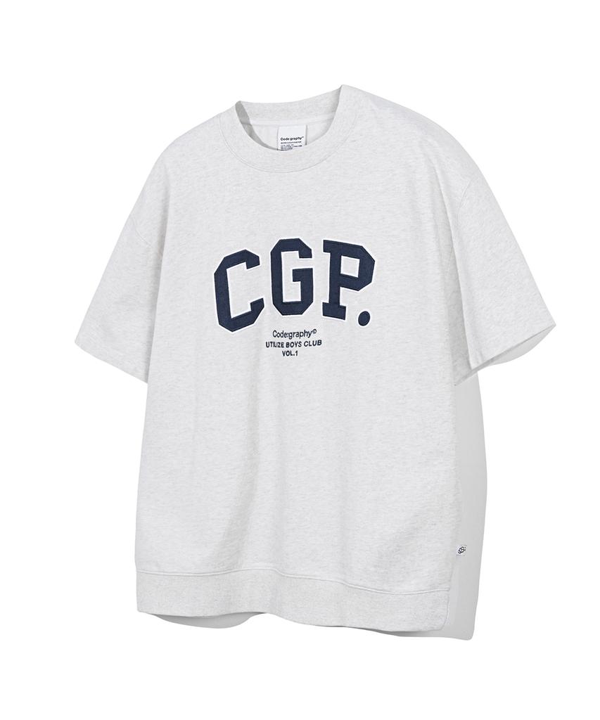 CGP Cgp Arch Logo Short Sleeve Crew Neck_Melange Grey