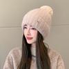 Rabbit Fur Knitted Hat Women's Autumn and Winter Warm Wool Hat New Velvet Ear Protector