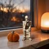 Halloween Statue Skeleton on Toilet Figurine, Funny Gothic Bathroom Statue, Spooky Creepy Home Accents Resin Ornament for Office Shelf Desk Decor Aged