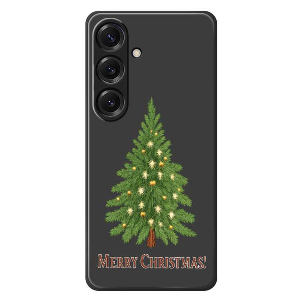 

Чехол для Samsung Galaxy S25 с принтом в виде рождественской елки, ТПУ задняя крышка для телефона с прямыми краями Black