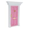 1:12 Dollhouse Wooden Door Exquisite Miniature Door Furniture Model Pretend Play ToyPink