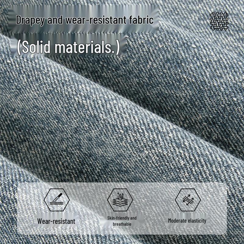 Fingercroxx Men's American Retro Washed Whisker Straight-Leg Jeans