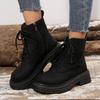 Thick-soled Lace-up Martin Boots Women's Height-increasing Versatile Large-size Short Leather Boots