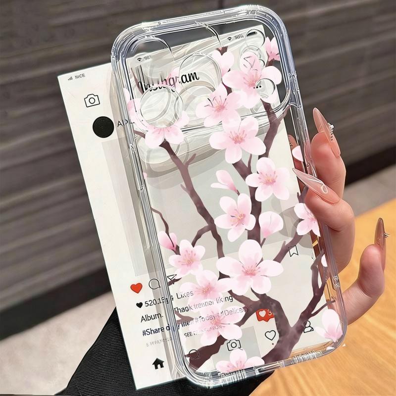 Case For Samsung Galaxy S26Edge S25 S24 S26 Ultra Plus S23 S20 FE Simple Flowers Pattern Silicone Transparent Soft Cover