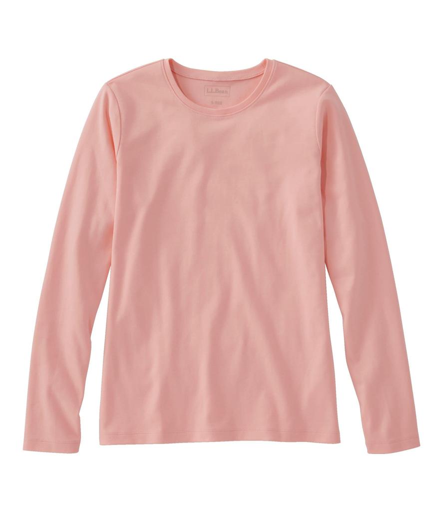 Long Sleeve Crew US Fit Creamy 1000162449 L.L.Bean Women's L.L.Bean Tee, Neck, Regular, L, Apricot, Pink,